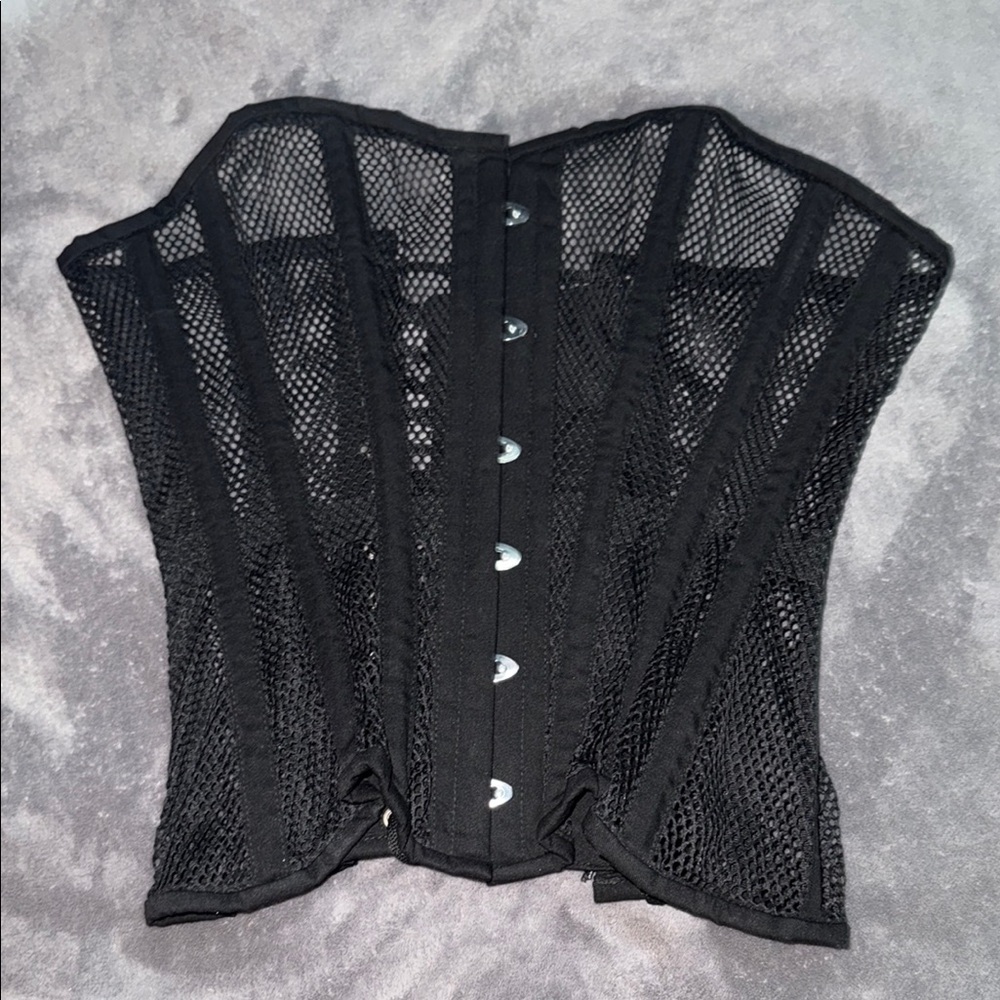 Overbust Black Mesh Corset Size 22